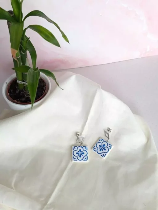 Boucles d'oreilles carrées Azulejos