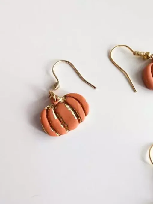 boucles d'oreilles citrouilles orange et or