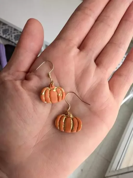 boucles d'oreilles citrouilles orange et or