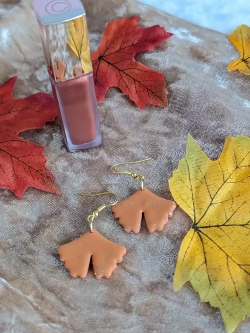 Boucles d'oreilles ginkgo biloba orange