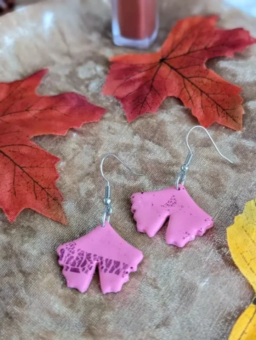 Boucles d'oreilles ginkgo biloba roses