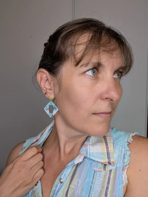 boucles d'oreilles turquoise et or