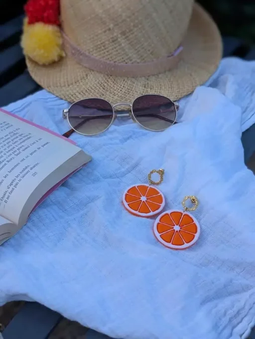 Boucles d'oreilles tranches d'oranges