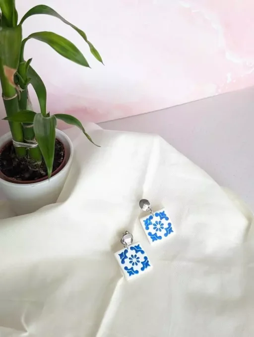 Boucles d'oreilles carrées Azulejos