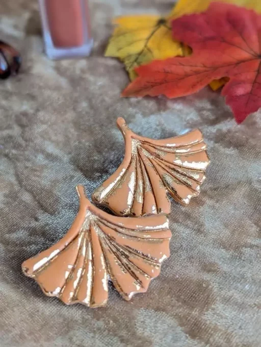 Boucles d'oreilles Feuilles de Ginkgo orange