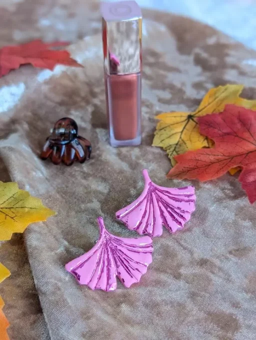 Boucles d'oreilles Feuilles de Ginkgo roses