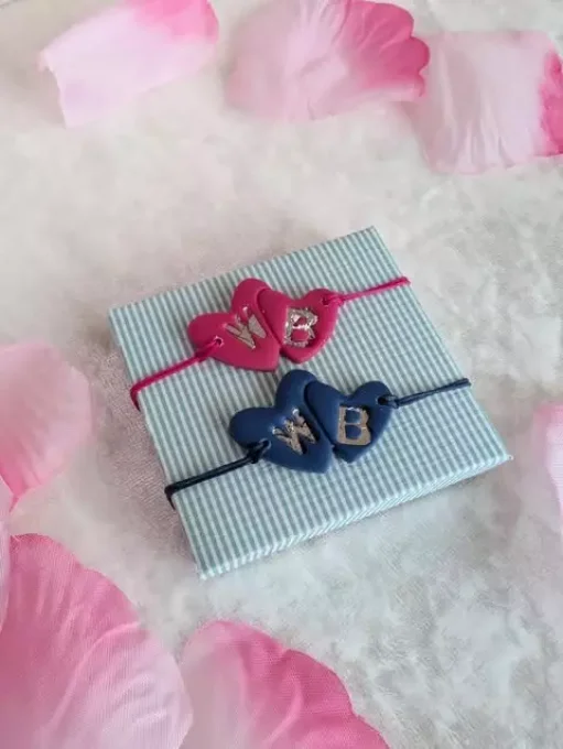 Coffret Duo Bracelets Personnalisés Cœurs et Initiales