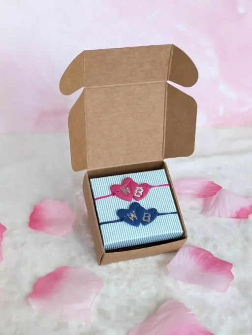 Coffret Duo Bracelets Personnalisés Cœurs et Initiales