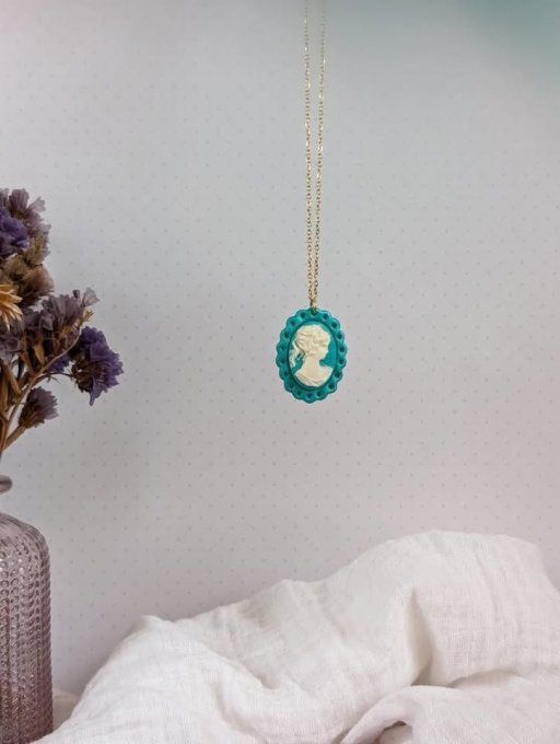 Collier Camée Turquoise style romantique