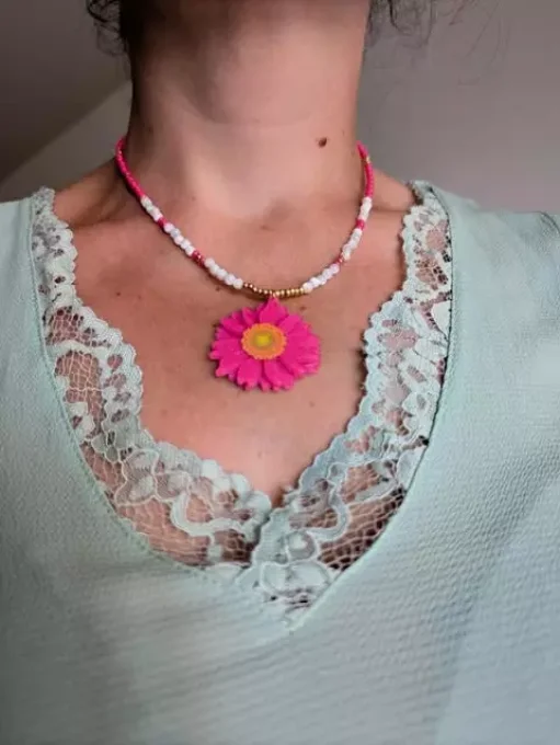 Collier Marguerite XXL rose