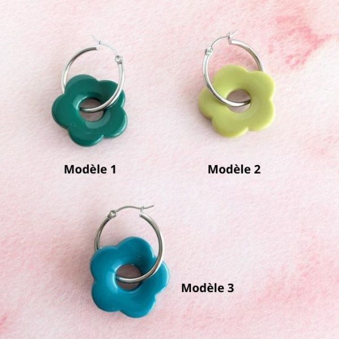 Fleurs pour créoles couleurs froides