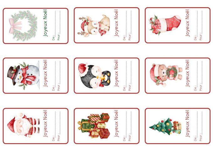 Etiquettes Cadeaux de Noël à imprimer