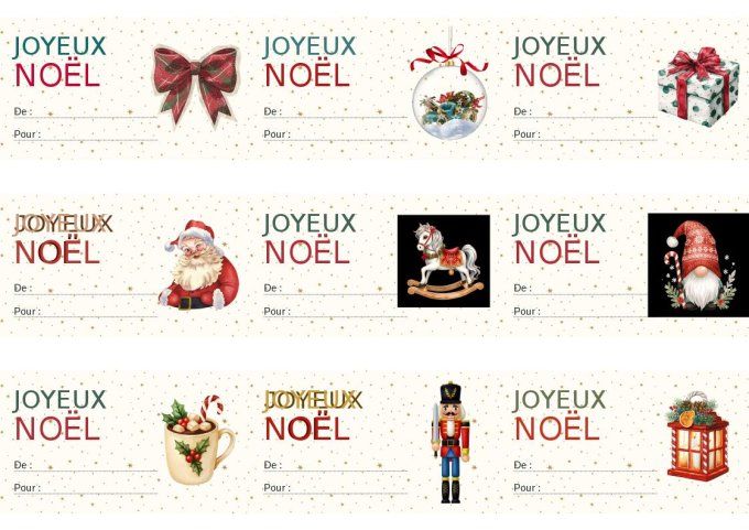 Etiquettes Cadeaux de Noël à imprimer
