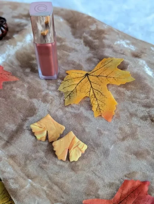 boucles d'oreilles feuilles de ginkgo orange et jaune